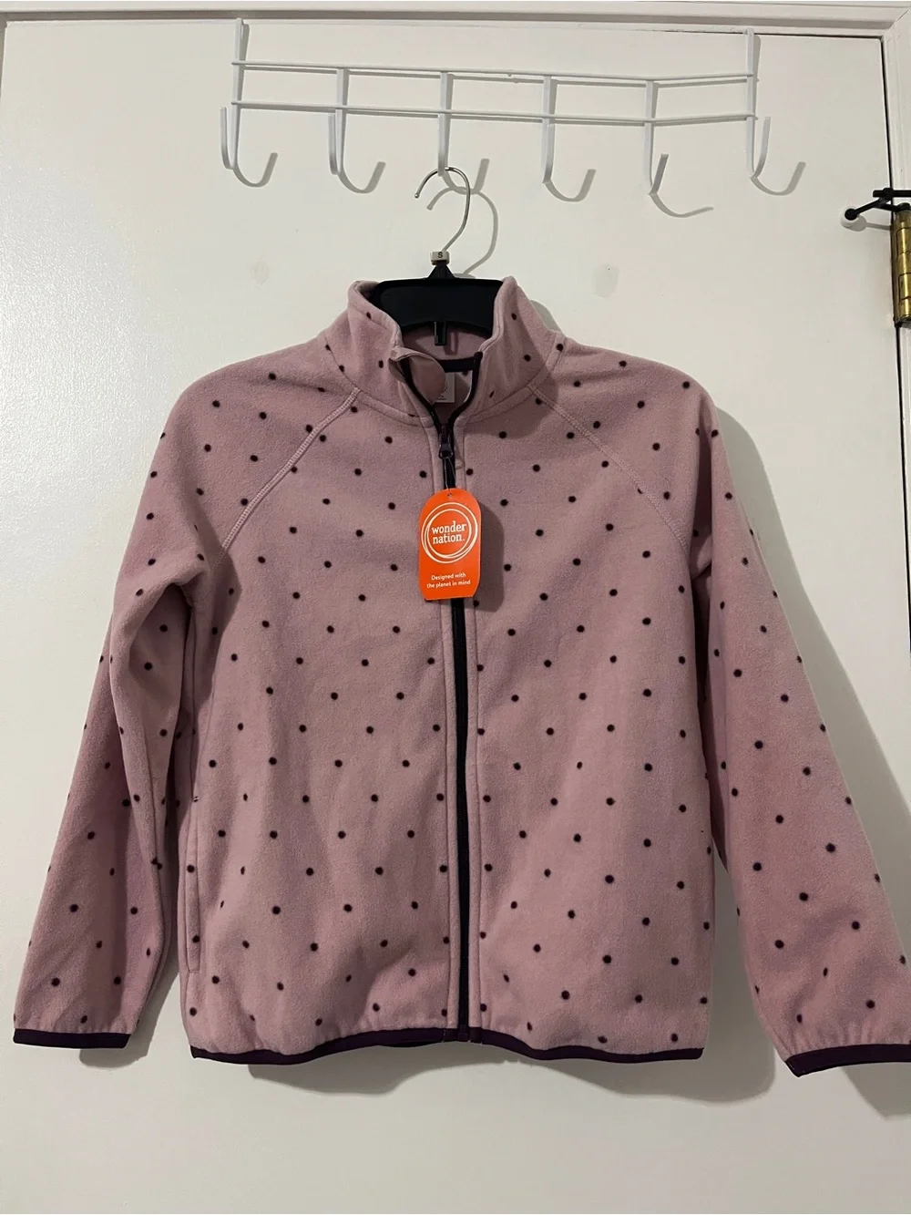 wonder nation Pink Polka Dot Full-Zip Fleece Jacket